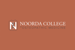 Noorda College of Osteopathic Medicine logo on terracotta background